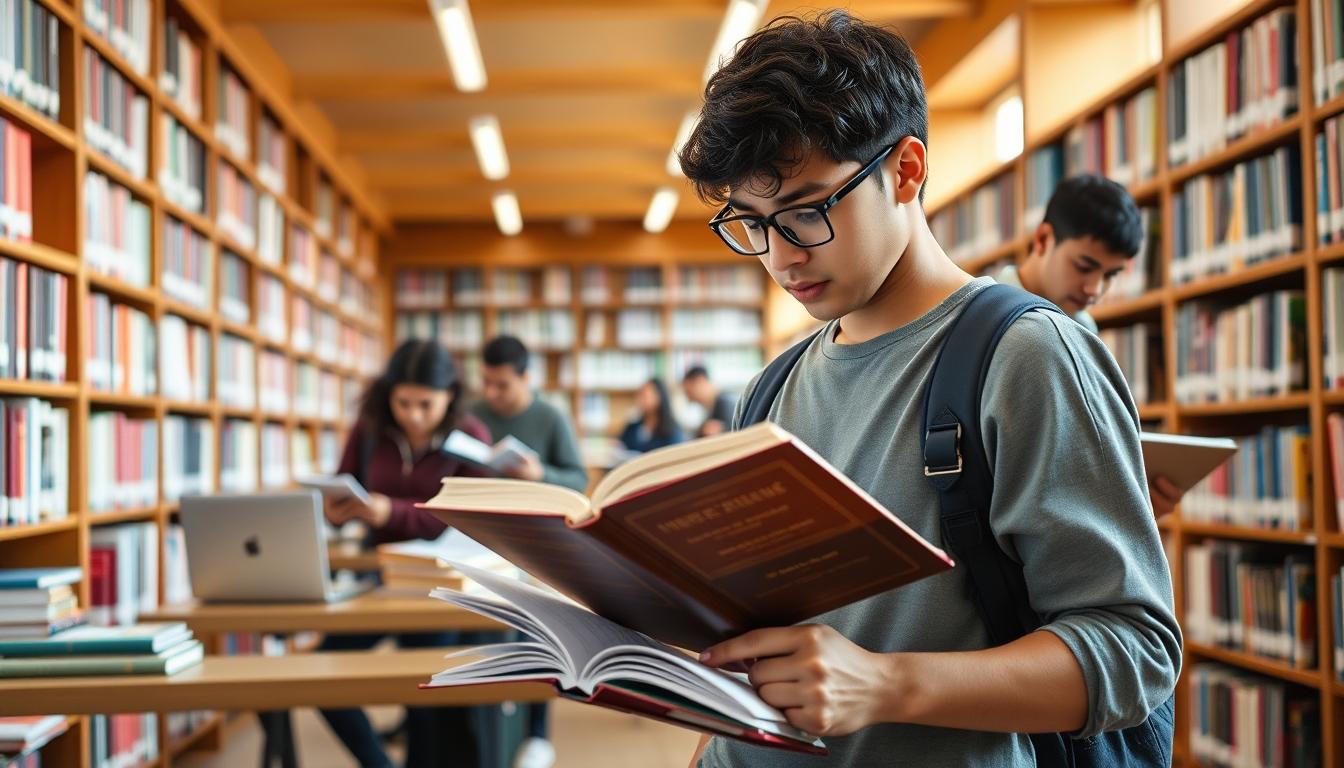 Student using learning strategies while studying